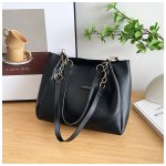 Korean Style Large-Capacity Tote Bag for Women (Black)