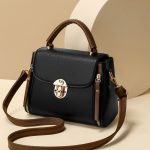 Elegant Twist-Lock Crossbody Handbag – Premium PU Leather (Black)