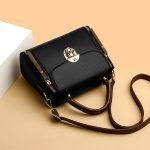 Elegant Twist-Lock Crossbody Handbag – Premium PU Leather (Black) - Image 3